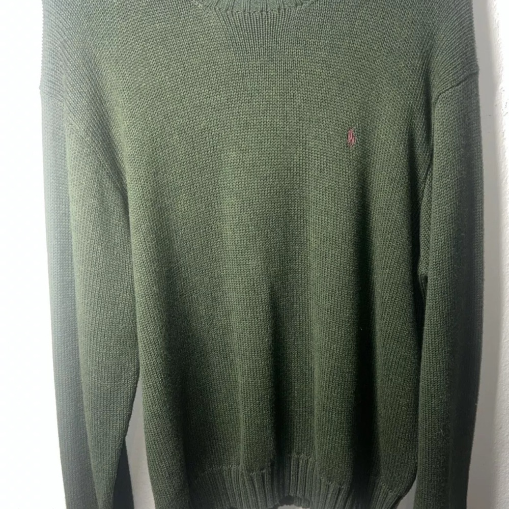 Men's VTG polo Ralph Lauren crew neck knit cotton Green Sweater